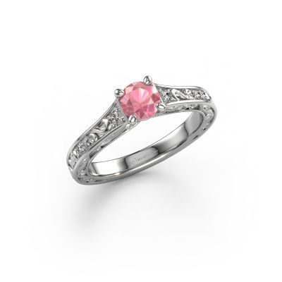 Engagement ring Mallory RND 585 white gold tourmaline pink 5 mm