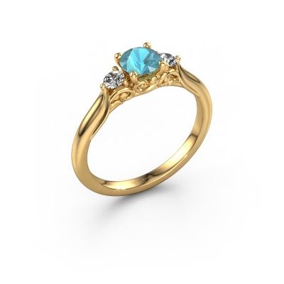 Verlobungsring Laurian RND 585 Gold Blau Topas 5 mm