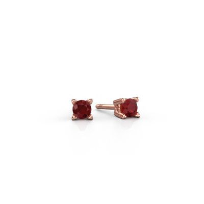 Clous d'oreilles Cather 585 or rose rubis 4 mm