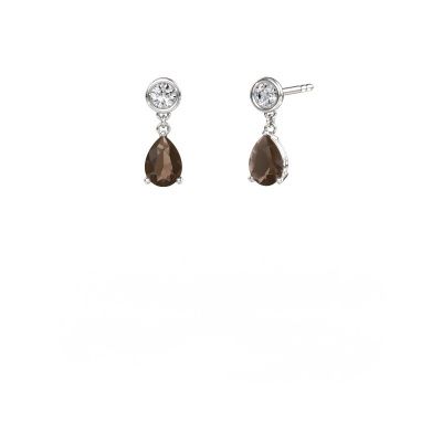Drop earrings Lacey PER 585 white gold smokey quartz 7x5 mm