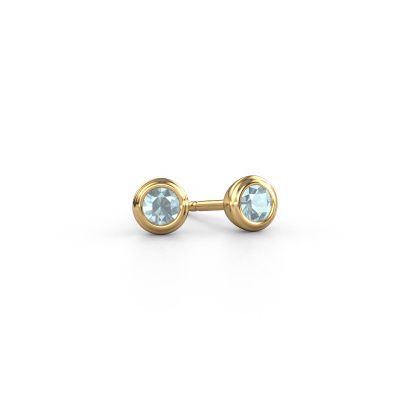 Clous d'oreilles Shemika 585 or jaune aigue-marine 4 mm