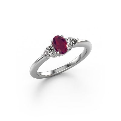 Bague de fiançailles Chanou OVL 950 platine rhodolite 7x5 mm