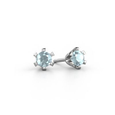 Stud earrings Shana 950 platinum aquamarine 4 mm