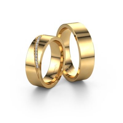 Eheringe set WH2146LM17A ±6x1.7 mm 14 Karat Gold Diamant 0.007 crt