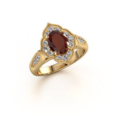 Engagement ring Rosan 585 gold garnet 8x6 mm