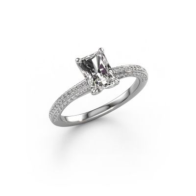 Engagement ring Elenore rad 585 white gold custom diamond 7x5 mm