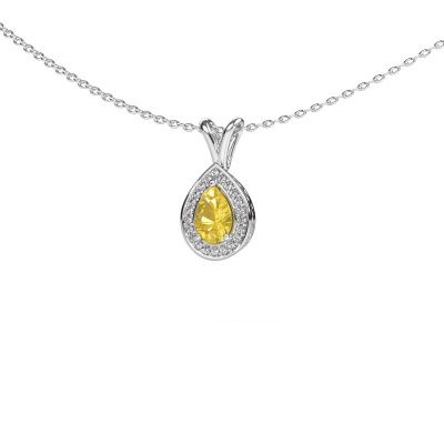 Pendant Barbar 585 white gold yellow sapphire 6x4 mm