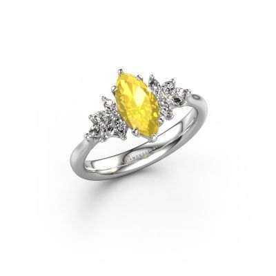 Engagement ring Fiona MRQ 585 white gold yellow sapphire 10x5 mm