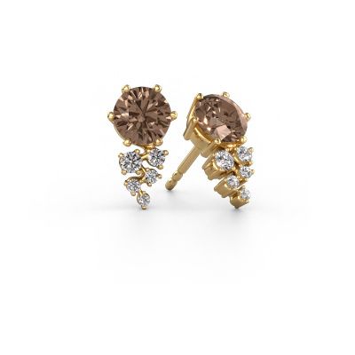Boucles d'oreilles Royce 585 or jaune diamant brun 0.80 crt