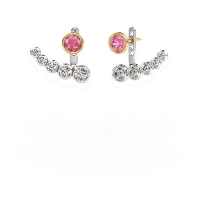 Boucles d'oreilles Wendy 585 or blanc saphir rose 5 mm