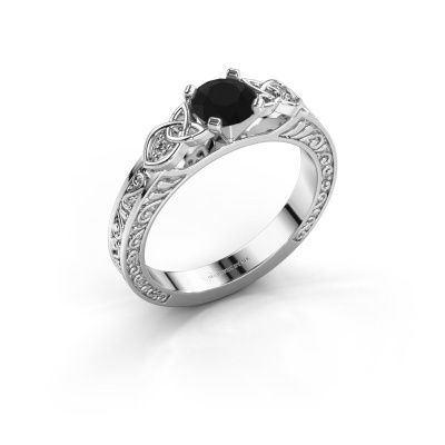 Verlovingsring Gillian 585 witgoud zwarte diamant 0.62 crt