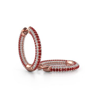 Hoop earrings Hope 15mm 585 rose gold ruby 1 mm