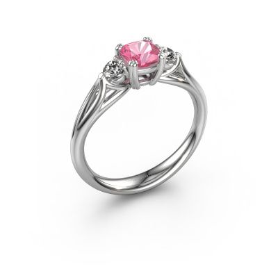 Engagement ring Amie cus 950 platinum pink sapphire 5 mm