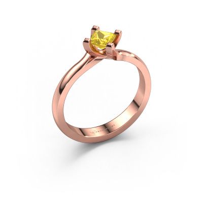 Engagement ring Dewi Square 585 rose gold yellow sapphire 4 mm