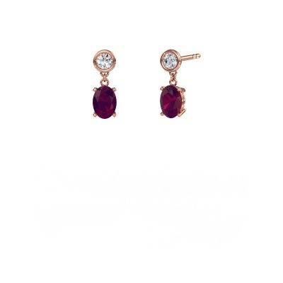 Pendants d'oreilles Lacey OVL 585 or rose rhodolite 7x5 mm