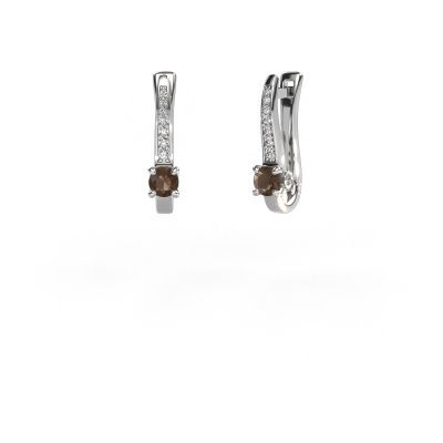 Earrings Valorie 585 white gold smokey quartz 4 mm