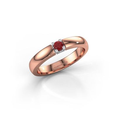 Ring Rianne 1 585 rosé goud robijn 3 mm