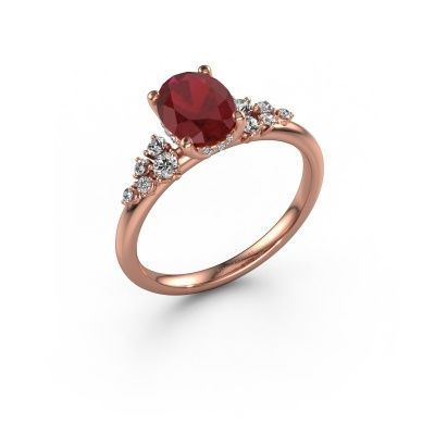 Engagement ring Emma OVL 585 rose gold ruby 8x6 mm