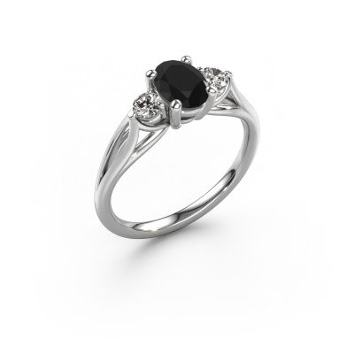 Bague de fiançailles Amie OVL 950 platine diamant noir 1.25 crt