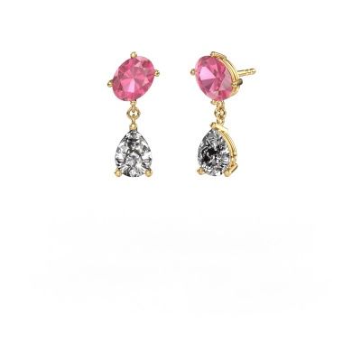 Earrings Toi et Moi OVL-PER 585 gold pink sapphire 8x6 mm