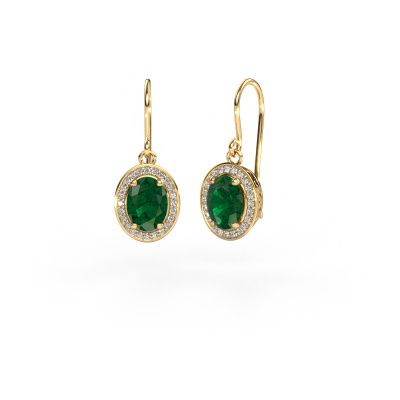 Drop earrings Latesha 585 gold emerald 7x5 mm
