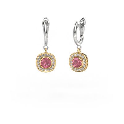 Drop earrings Marlotte 1 585 gold tourmaline pink 5 mm