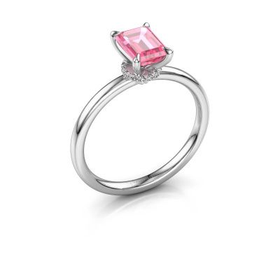 Verlovingsring Crystal EME 3 950 platina roze saffier 7x5 mm