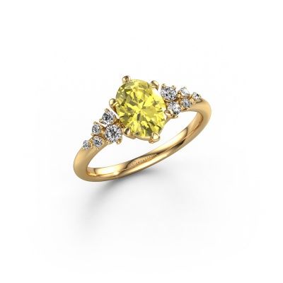 Engagement ring Royce OVL 585 gold yellow lab grown diamond 8x6 mm