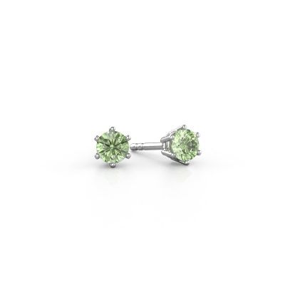 Boucles d'oreilles Fay 950 platine diamants synthétiques vert 4.2 mm
