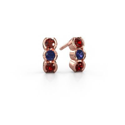 Boucles d'oreilles Lotte 585 or rose grenat 3 mm