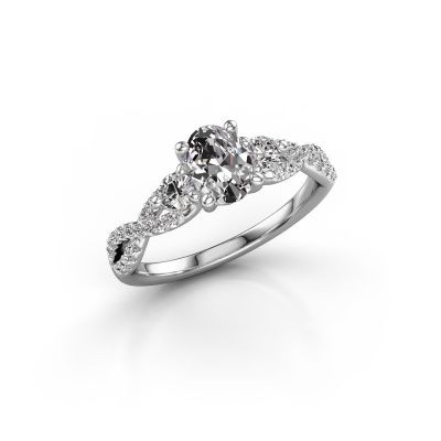 Engagement ring Marilou OVL 950 platinum zirconia 7x5 mm