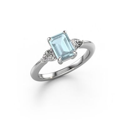 Engagement ring Chanou EME 950 platinum aquamarine 7.5x5.5 mm