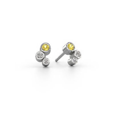 Clous d'oreilles Marlys 585 or blanc saphir jaune 2.5 mm