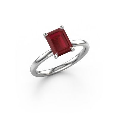 Engagement ring Crystal EME 1 950 platinum ruby 8x6 mm