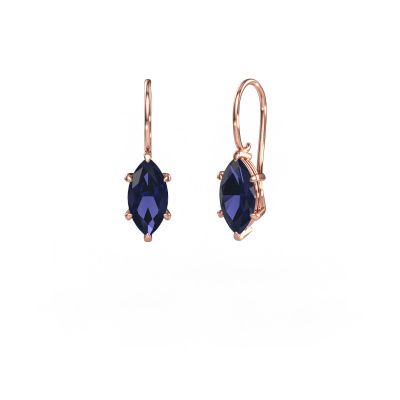 Drop earrings Cleo MRQ 585 rose gold sapphire 12x6 mm