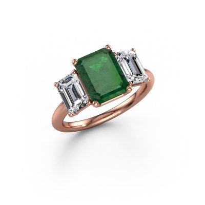 Engagement ring Sandra 585 rose gold emerald 9x7 mm