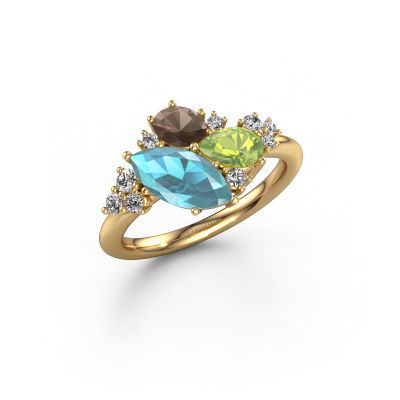 Ring Amanda 585 gold blue topaz 10x5 mm