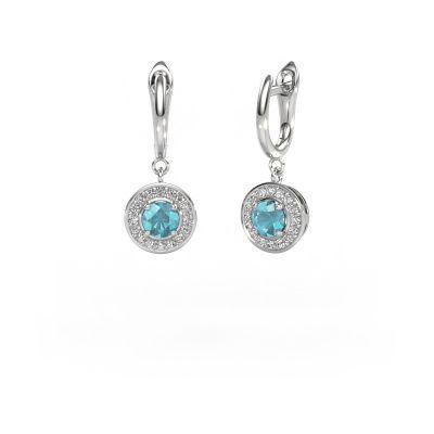 Drop earrings Ninette 1 950 platinum blue topaz 5 mm