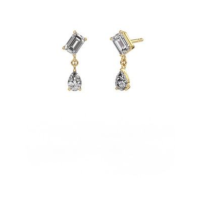 Boucles d'oreilles Toi et Moi EME PER 585 or jaune diamant 5.50 crt