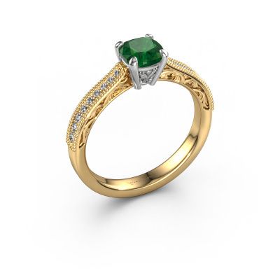 Engagement ring Shonta CUS 585 gold emerald 5.5 mm