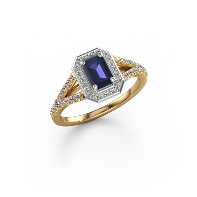 Engagement ring Pamela EME 585 gold sapphire 6x4 mm