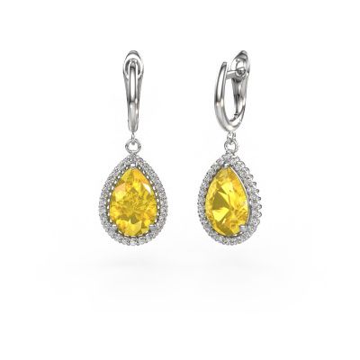 Pendants d'oreilles Tilly per 3 950 platine saphir jaune 12x8 mm