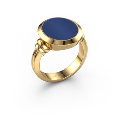 Chevalière Jake 4 585 or jaune lapis lazuli 15x13 mm