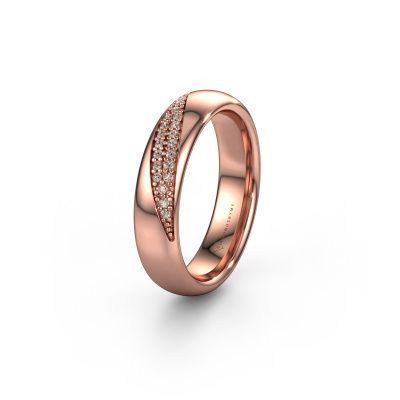 Wedding ring WH2025L 585 rose gold brown diamond ±5x2.2 mm