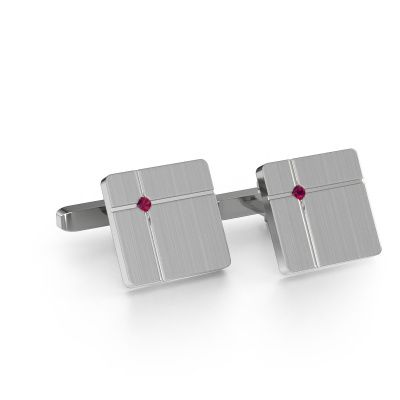 Cufflinks Hilco 585 white gold rhodolite 2 mm