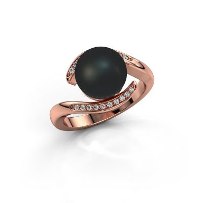Ring Dedra 585 rosé goud zwarte parel 9 mm