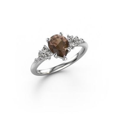 Ring Royce PER 585 white gold smokey quartz 8x6 mm