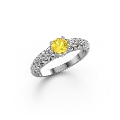 Engagement ring Mellie 950 platinum yellow sapphire 5 mm