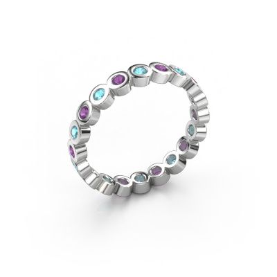 Stackable ring Edwina 1 585 white gold blue topaz 2 mm