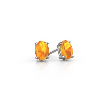 Clous d'oreilles Sam OVL 950 platine citrine 7x5 mm
